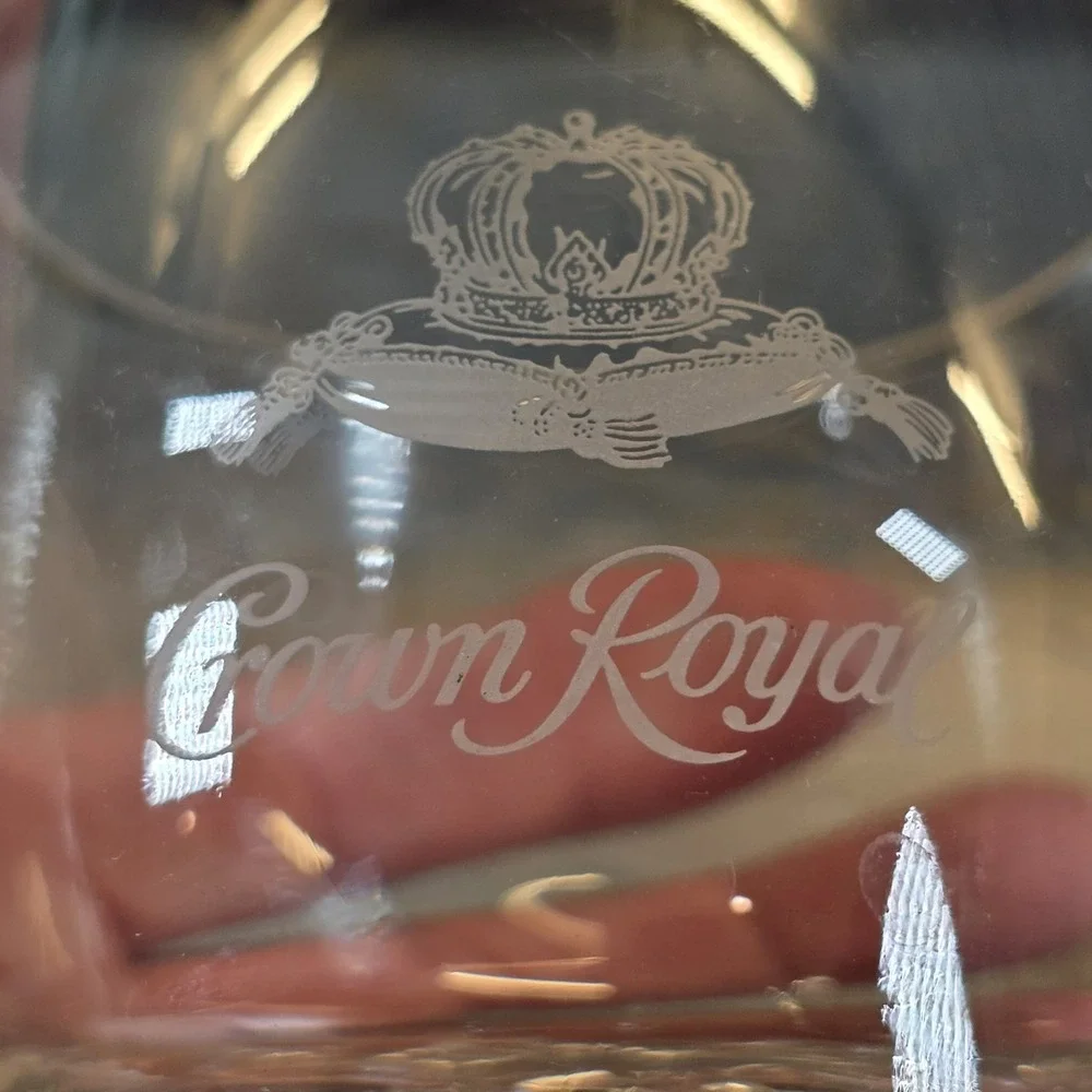 Crown ROYAL Whiskey Embossed Rocks Glass - Round Bottom Made in Italy